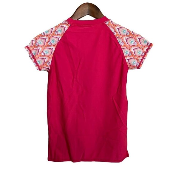 Cabana Life Kids Girls Pink Print Rash Guard Bikini Bottoms Set UPF 50+ Size 14 - Picture 5 of 12